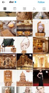 Luxurious Dior Instagram profile