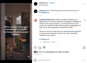 John Lewis Christmas ad announcement Instagram post