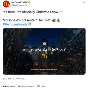 McDonald's Reindeer Ready tweet