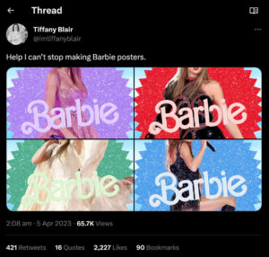 Barbie posters UGC example of a tweet